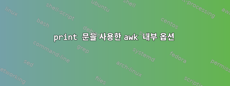 print 문을 사용한 awk 내부 옵션