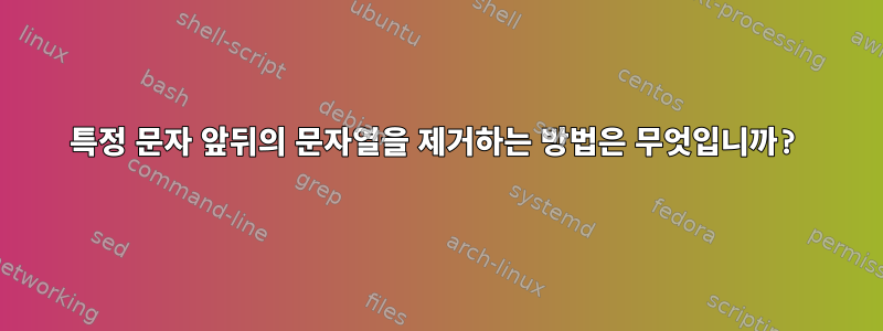 특정 문자 앞뒤의 문자열을 제거하는 방법은 무엇입니까?