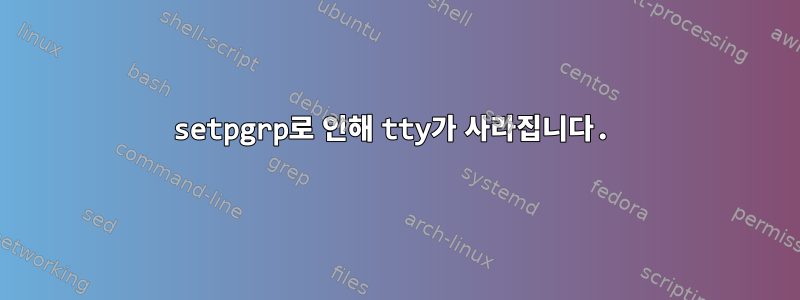 setpgrp로 인해 tty가 사라집니다.