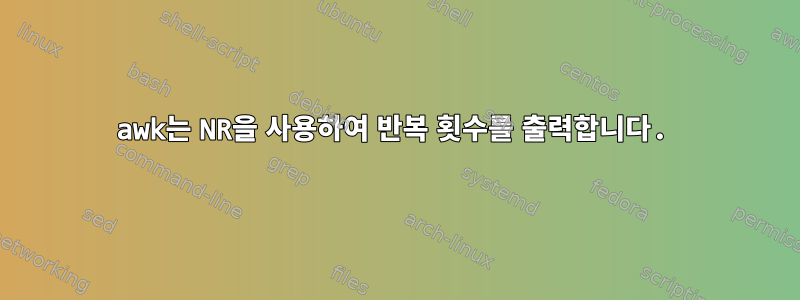 awk는 NR을 사용하여 반복 횟수를 출력합니다.