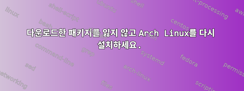 다운로드한 패키지를 잃지 않고 Arch Linux를 다시 설치하세요.