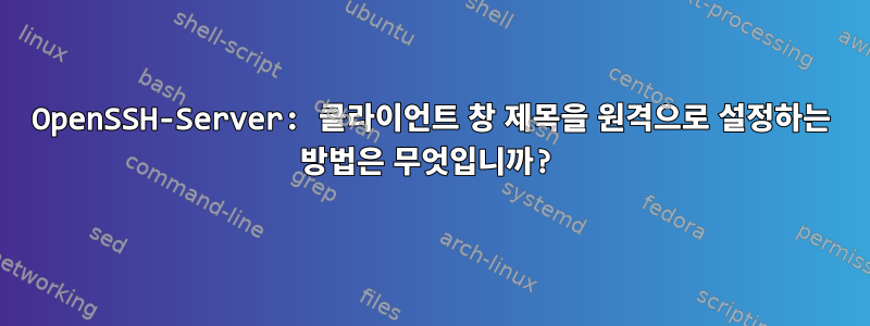 OpenSSH-Server: 클라이언트 창 제목을 원격으로 설정하는 방법은 무엇입니까?