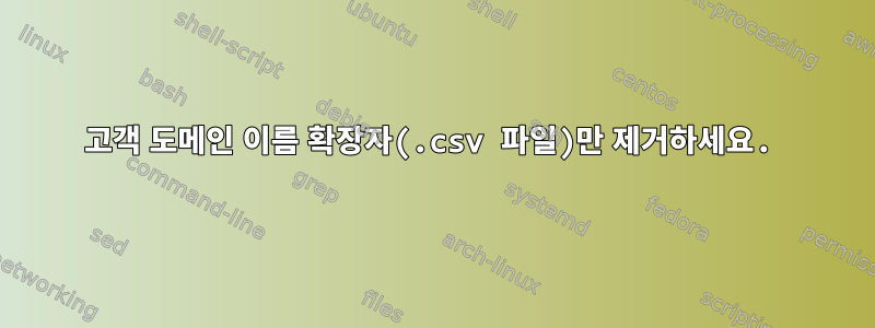 고객 도메인 이름 확장자(.csv 파일)만 제거하세요.