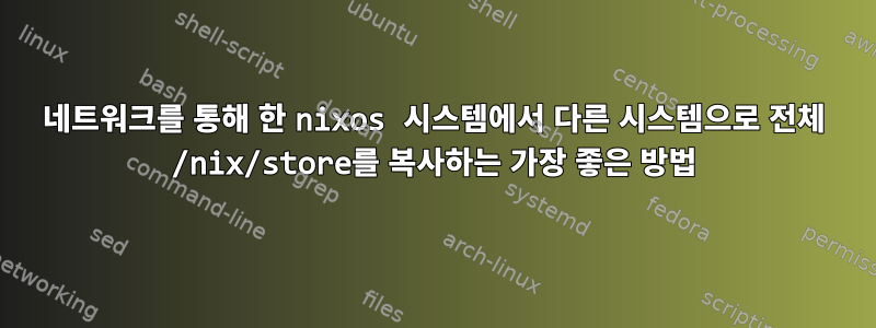 네트워크를 통해 한 nixos 시스템에서 다른 시스템으로 전체 /nix/store를 복사하는 가장 좋은 방법