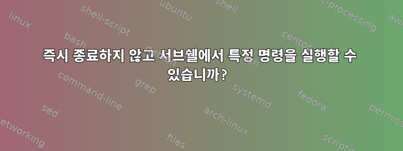 즉시 종료하지 않고 서브쉘에서 특정 명령을 실행할 수 있습니까?