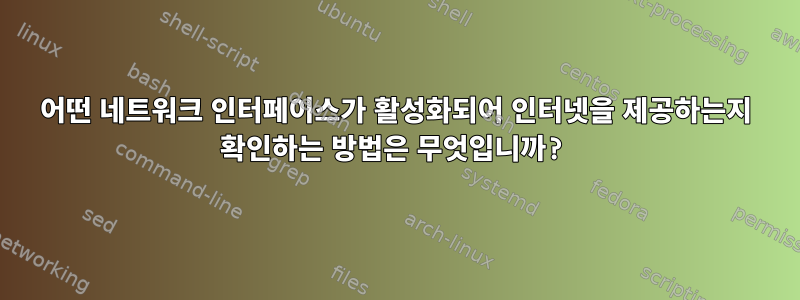 어떤 네트워크 인터페이스가 활성화되어 인터넷을 제공하는지 확인하는 방법은 무엇입니까?