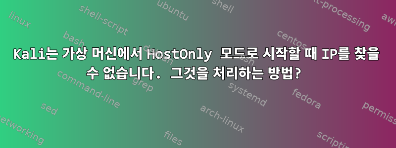 Kali는 가상 머신에서 HostOnly 모드로 시작할 때 IP를 찾을 수 없습니다. 그것을 처리하는 방법?