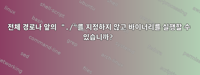 전체 경로나 앞의 "./"를 지정하지 않고 바이너리를 실행할 수 있습니까?