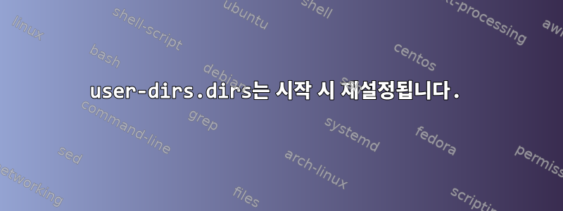 user-dirs.dirs는 시작 시 재설정됩니다.