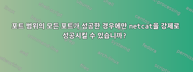 포트 범위의 모든 포트가 성공한 경우에만 netcat을 강제로 성공시킬 수 있습니까?