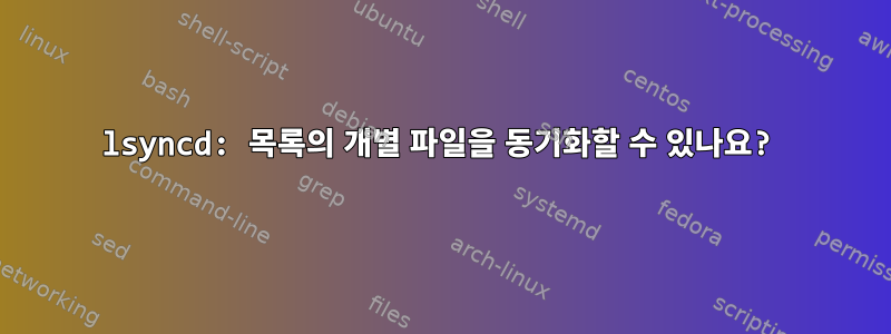 lsyncd: 목록의 개별 파일을 동기화할 수 있나요?