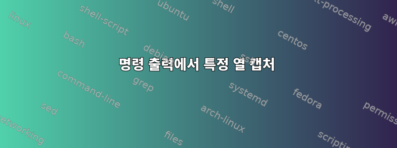 명령 출력에서 ​​특정 열 캡처