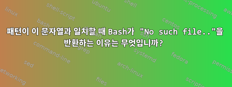 패턴이 이 문자열과 일치할 때 Bash가 "No such file.."을 반환하는 이유는 무엇입니까?