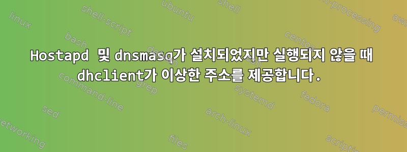 Hostapd 및 dnsmasq가 설치되었지만 실행되지 않을 때 dhclient가 이상한 주소를 제공합니다.