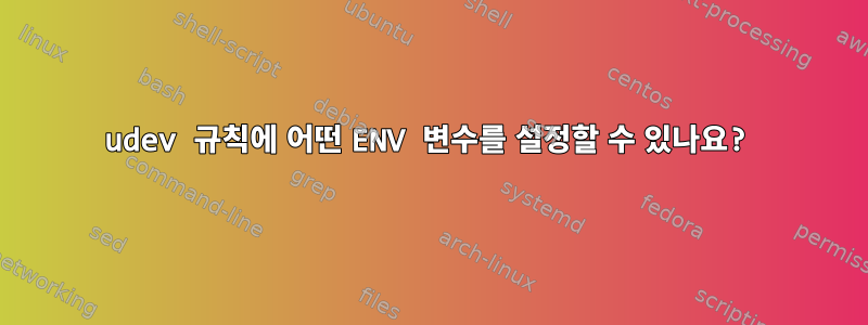 udev 규칙에 어떤 ENV 변수를 설정할 수 있나요?