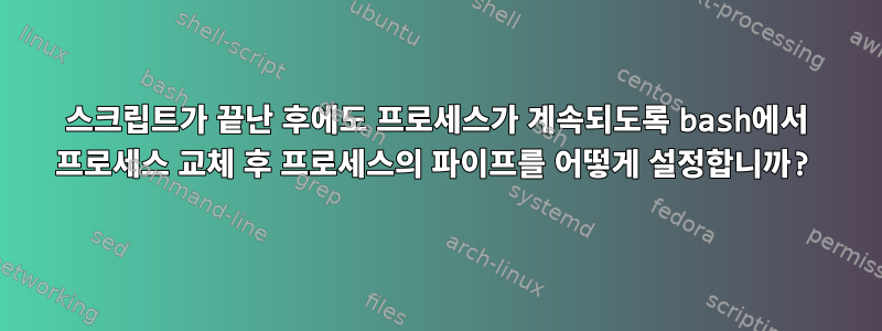 스크립트가 끝난 후에도 프로세스가 계속되도록 bash에서 프로세스 교체 후 프로세스의 파이프를 어떻게 설정합니까?