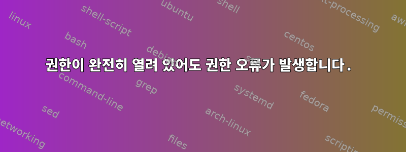 권한이 완전히 열려 있어도 권한 오류가 발생합니다.