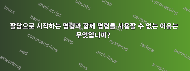 할당으로 시작하는 명령과 함께 명령을 사용할 수 없는 이유는 무엇입니까?