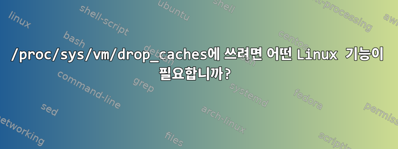 /proc/sys/vm/drop_caches에 쓰려면 어떤 Linux 기능이 필요합니까?