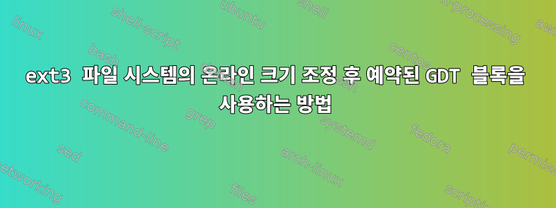 ext3 파일 시스템의 온라인 크기 조정 후 예약된 GDT 블록을 사용하는 방법