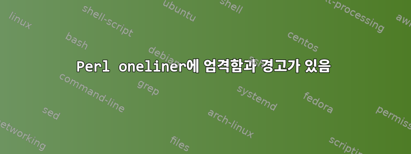 Perl oneliner에 엄격함과 경고가 있음