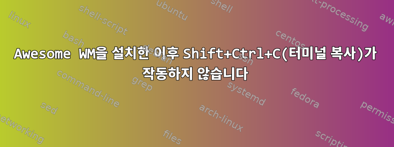 Awesome WM을 설치한 이후 Shift+Ctrl+C(터미널 복사)가 작동하지 않습니다