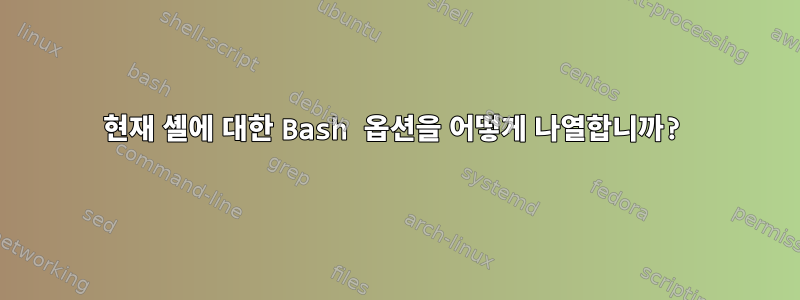 현재 셸에 대한 Bash 옵션을 어떻게 나열합니까?