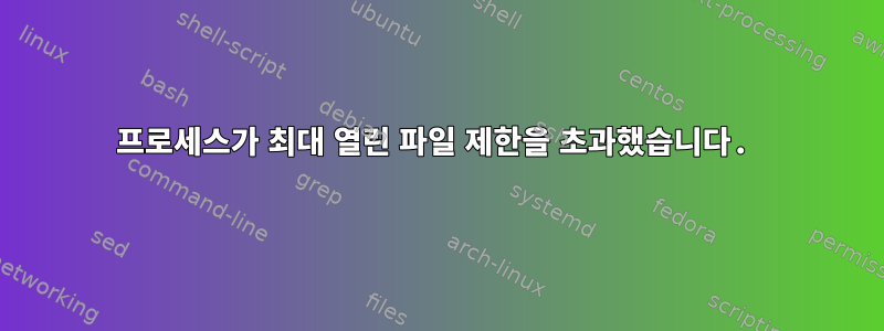 프로세스가 최대 열린 파일 제한을 초과했습니다.