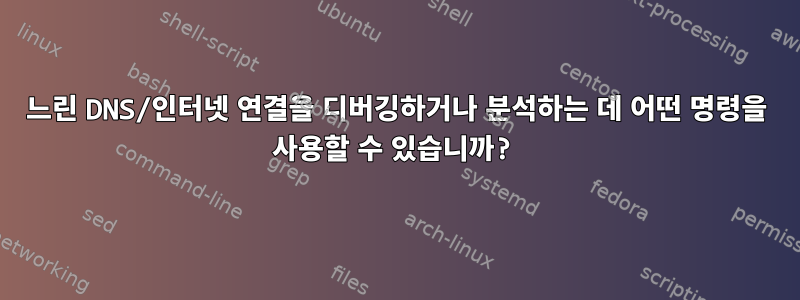 느린 DNS/인터넷 연결을 디버깅하거나 분석하는 데 어떤 명령을 사용할 수 있습니까?