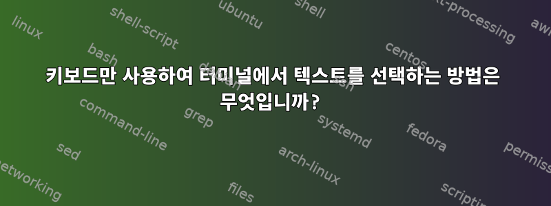 키보드만 사용하여 터미널에서 텍스트를 선택하는 방법은 무엇입니까?