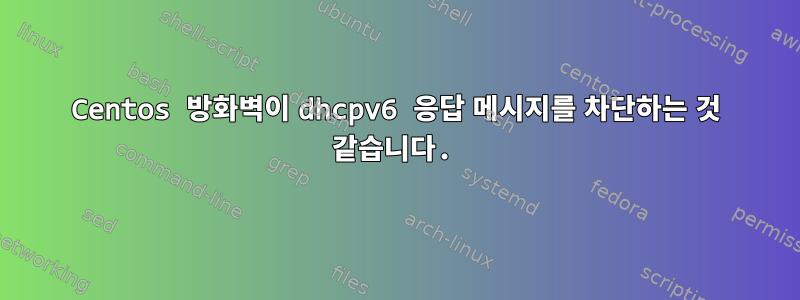 Centos 방화벽이 dhcpv6 응답 메시지를 차단하는 것 같습니다.