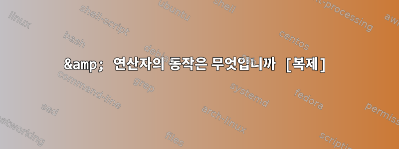 &amp; 연산자의 동작은 무엇입니까 [복제]