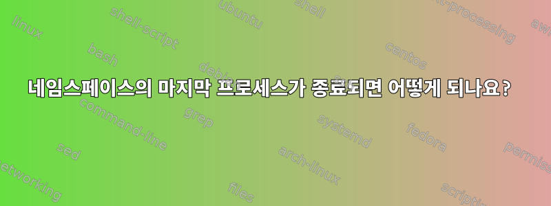 네임스페이스의 마지막 프로세스가 종료되면 어떻게 되나요?