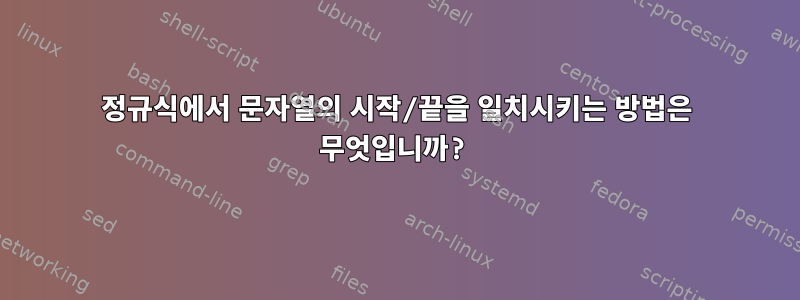 정규식에서 문자열의 시작/끝을 일치시키는 방법은 무엇입니까?