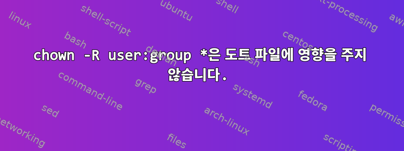 chown -R user:group *은 도트 파일에 영향을 주지 않습니다.