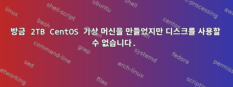 방금 2TB CentOS 가상 머신을 만들었지만 디스크를 사용할 수 없습니다.