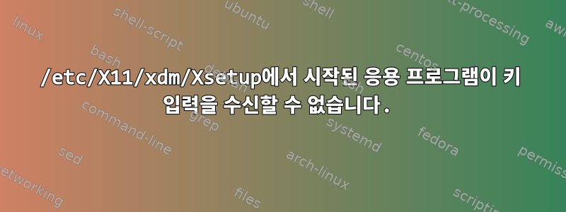 /etc/X11/xdm/Xsetup에서 시작된 응용 프로그램이 키 입력을 수신할 수 없습니다.