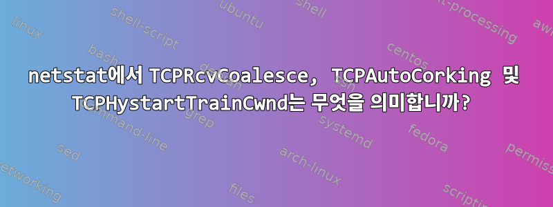 netstat에서 TCPRcvCoalesce, TCPAutoCorking 및 TCPHystartTrainCwnd는 무엇을 의미합니까?