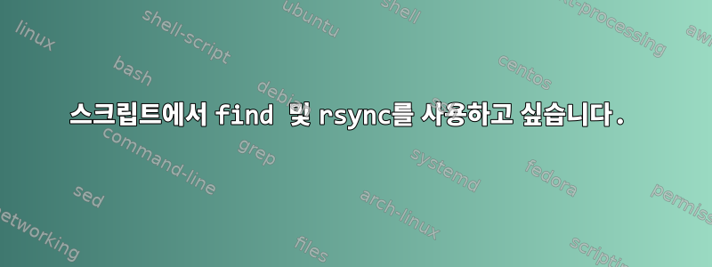 스크립트에서 find 및 rsync를 사용하고 싶습니다.