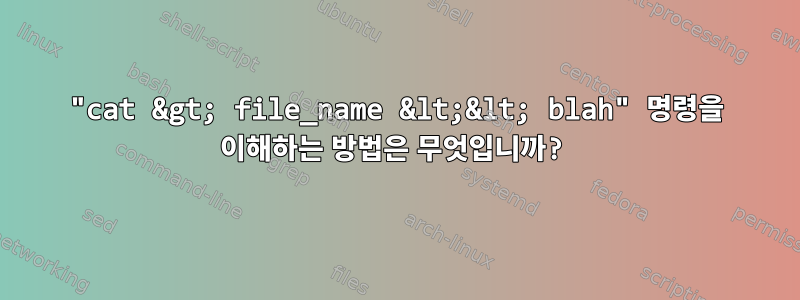 "cat &gt; file_name &lt;&lt; blah" 명령을 이해하는 방법은 무엇입니까?