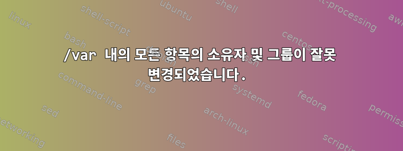 /var 내의 모든 항목의 소유자 및 그룹이 잘못 변경되었습니다.