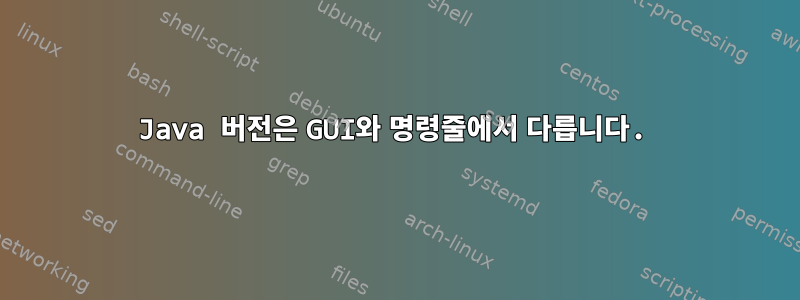 Java 버전은 GUI와 명령줄에서 다릅니다.