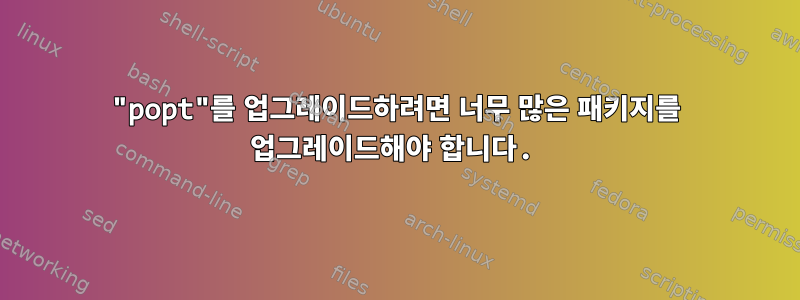 "popt"를 업그레이드하려면 너무 많은 패키지를 업그레이드해야 합니다.