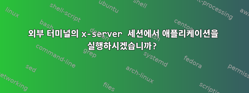 외부 터미널의 x-server 세션에서 애플리케이션을 실행하시겠습니까?