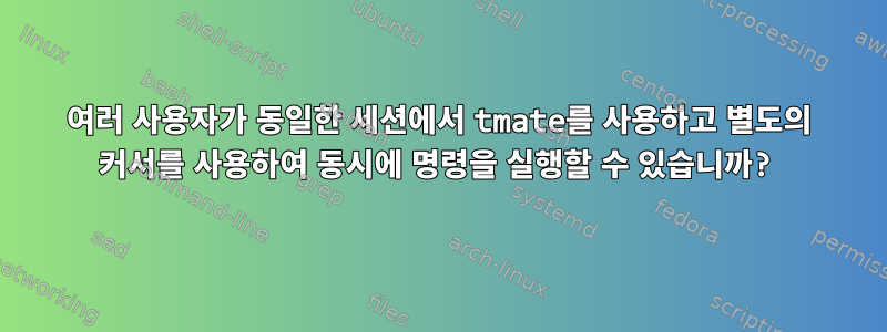 여러 사용자가 동일한 세션에서 tmate를 사용하고 별도의 커서를 사용하여 동시에 명령을 실행할 수 있습니까?