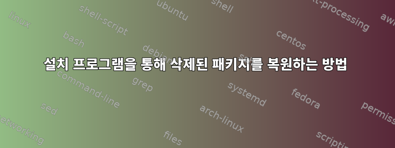 설치 프로그램을 통해 삭제된 패키지를 복원하는 방법