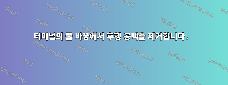 터미널의 줄 바꿈에서 후행 공백을 제거합니다.