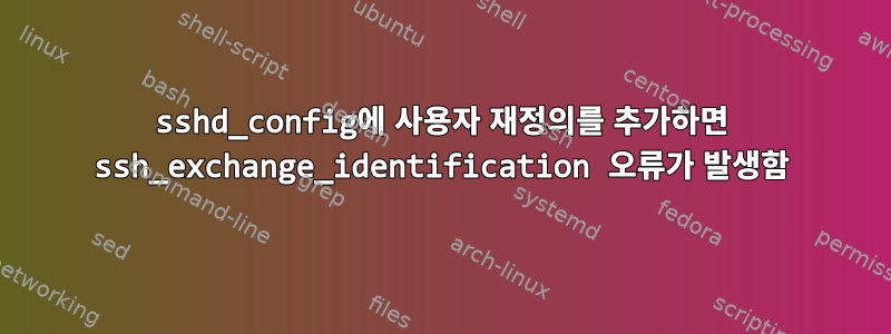 sshd_config에 사용자 재정의를 추가하면 ssh_exchange_identification 오류가 발생함