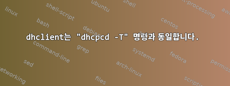 dhclient는 "dhcpcd -T" 명령과 동일합니다.