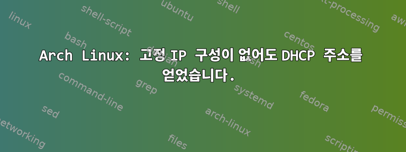 Arch Linux: 고정 IP 구성이 없어도 DHCP 주소를 얻었습니다.